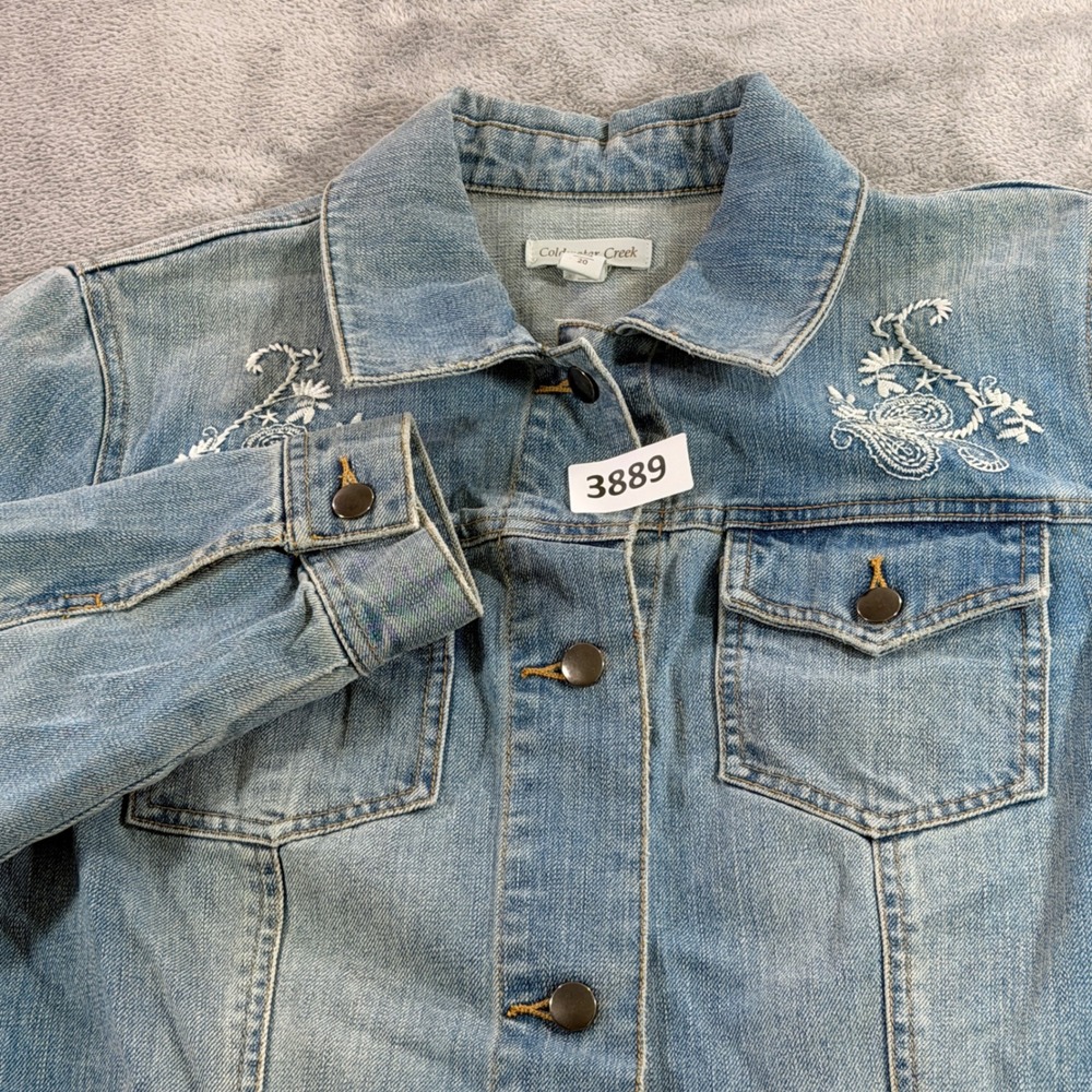 Coldwater Creek Denim Jacket Womens 20 Blue Embroidered Western V#J160 4001779